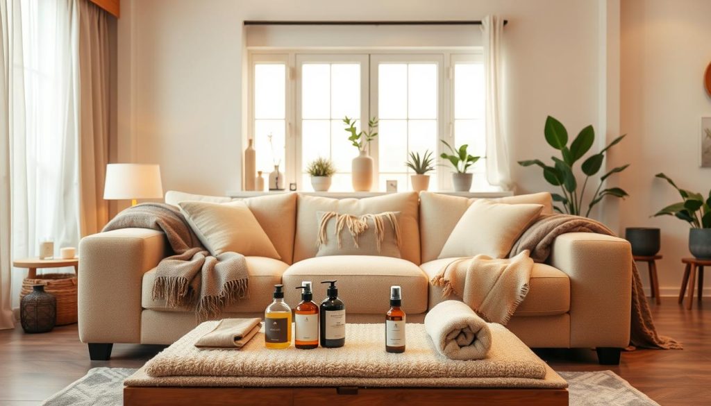 A cozy living room with warm, diffused lighting illuminating a simple yet inviting massage setup. A plush, oversized sofa takes center stage, adorned with luxurious throws and pillows. In the foreground, a low coffee table holds various massage oils and tools, including a soft, plush massage mat. The middle ground features a serene, minimal decor with potted plants and a soothing, neutral color palette. The background showcases a large, natural-light-filled window, creating a calming, spa-like ambiance. The overall scene conveys a sense of tranquility, relaxation, and the comforting experience of an at-home massage. A cozy living room with warm, diffused lighting illuminating a simple yet inviting massage setup. A plush, oversized sofa takes center stage, adorned with luxurious throws and pillows. In the foreground, a low coffee table holds various massage oils and tools, including a soft, plush massage mat. The middle ground features a serene, minimal decor with potted plants and a soothing, neutral color palette. The background showcases a large, natural-light-filled window, creating a calming, spa-like ambiance. The overall scene conveys a sense of tranquility, relaxation, and the comforting experience of an at-home massage.