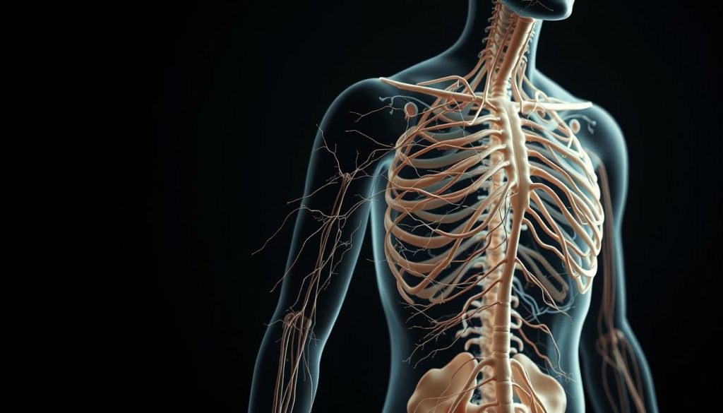 A detailed anatomical cross-section of the parasympathetic nervous system, capturing its intricate web of nerves, ganglia, and connections throughout the body. Rendered in a muted, scientific color palette with a sense of depth and precision. Subtle lighting accentuates the delicate network, creating an atmosphere of calm and balance. The image conveys the complex interplay between the parasympathetic system and the body's physiological processes, reflecting the tranquil, restorative nature of relaxation. A detailed anatomical cross-section of the parasympathetic nervous system, capturing its intricate web of nerves, ganglia, and connections throughout the body. Rendered in a muted, scientific color palette with a sense of depth and precision. Subtle lighting accentuates the delicate network, creating an atmosphere of calm and balance. The image conveys the complex interplay between the parasympathetic system and the body's physiological processes, reflecting the tranquil, restorative nature of relaxation.