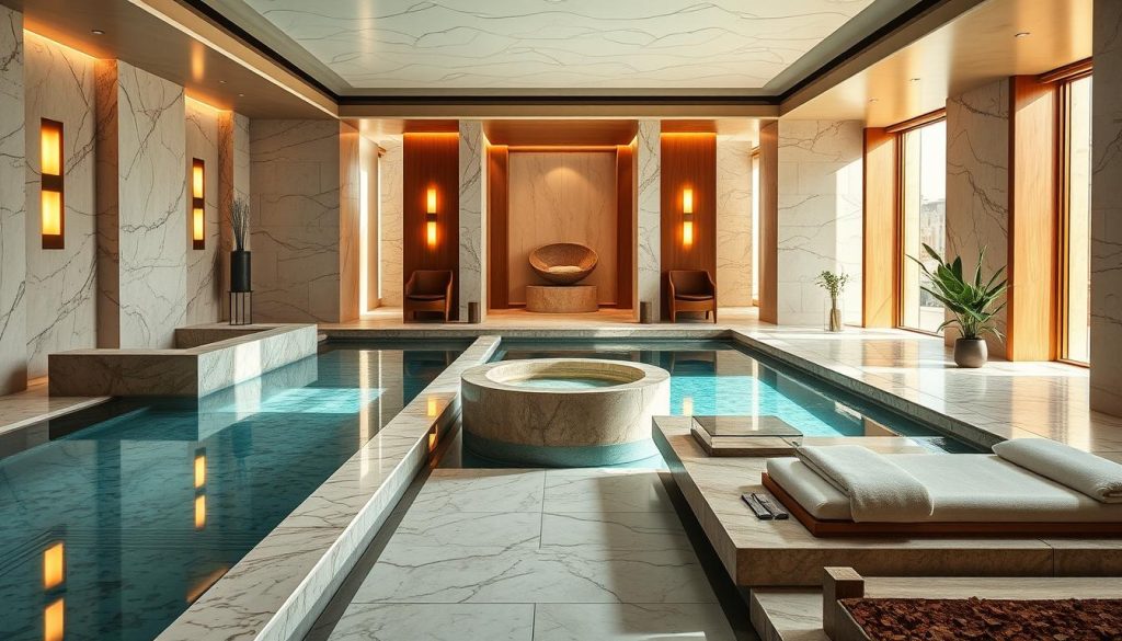 A luxurious spa oasis nestled within the historic heart of Istanbul, bathed in warm, natural light that filters through floor-to-ceiling windows. A serene sanctuary of sleek marble, wood, and bronze accents, where guests are transported to a realm of pure indulgence. Plush, modernist furnishings and soothing water features create an atmosphere of tranquility, while expertly crafted treatments and amenities cater to the most discerning of spa-goers. The Ritz-Carlton Istanbul's spa is a harmonious blend of old-world elegance and contemporary refinement, a haven of relaxation and rejuvenation in the midst of the vibrant city. A luxurious spa oasis nestled within the historic heart of Istanbul, bathed in warm, natural light that filters through floor-to-ceiling windows. A serene sanctuary of sleek marble, wood, and bronze accents, where guests are transported to a realm of pure indulgence. Plush, modernist furnishings and soothing water features create an atmosphere of tranquility, while expertly crafted treatments and amenities cater to the most discerning of spa-goers. The Ritz-Carlton Istanbul's spa is a harmonious blend of old-world elegance and contemporary refinement, a haven of relaxation and rejuvenation in the midst of the vibrant city.