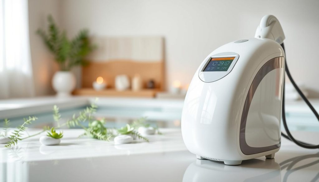 A peaceful spa-like setting with a serene ambiance. The foreground features a modern, sleek laser hair removal device, its polished surface reflecting the soft lighting. In the middle ground, delicate botanical elements like ferns and succulents add a natural touch, complementing the clean, minimalist aesthetic. The background showcases a tranquil, neutral-toned space, hinting at the relaxing experience of the laser treatment and body contouring procedures. Soft, diffused lighting creates a calming, therapeutic atmosphere, inviting the viewer to imagine the rejuvenating effects of these specialized beauty treatments. A peaceful spa-like setting with a serene ambiance. The foreground features a modern, sleek laser hair removal device, its polished surface reflecting the soft lighting. In the middle ground, delicate botanical elements like ferns and succulents add a natural touch, complementing the clean, minimalist aesthetic. The background showcases a tranquil, neutral-toned space, hinting at the relaxing experience of the laser treatment and body contouring procedures. Soft, diffused lighting creates a calming, therapeutic atmosphere, inviting the viewer to imagine the rejuvenating effects of these specialized beauty treatments.