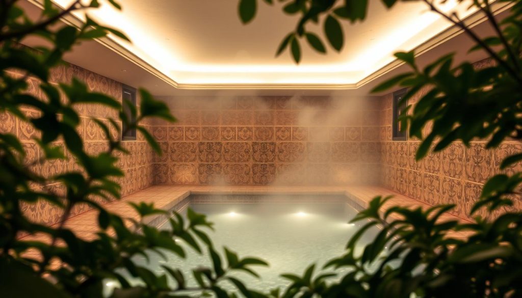 A serene Turkish spa and hammam experience in Avcılar, featuring a tranquil interior with ornate tiles, soothing light, and the gentle steam of a traditional heated bathing chamber. Lush greenery frames the scene, creating a calming oasis of relaxation. Soft, diffused lighting illuminates the space, casting a warm, inviting glow. The overall atmosphere evokes a sense of renewal and rejuvenation, perfect for alleviating stress and fatigue. A serene Turkish spa and hammam experience in Avcılar, featuring a tranquil interior with ornate tiles, soothing light, and the gentle steam of a traditional heated bathing chamber. Lush greenery frames the scene, creating a calming oasis of relaxation. Soft, diffused lighting illuminates the space, casting a warm, inviting glow. The overall atmosphere evokes a sense of renewal and rejuvenation, perfect for alleviating stress and fatigue.