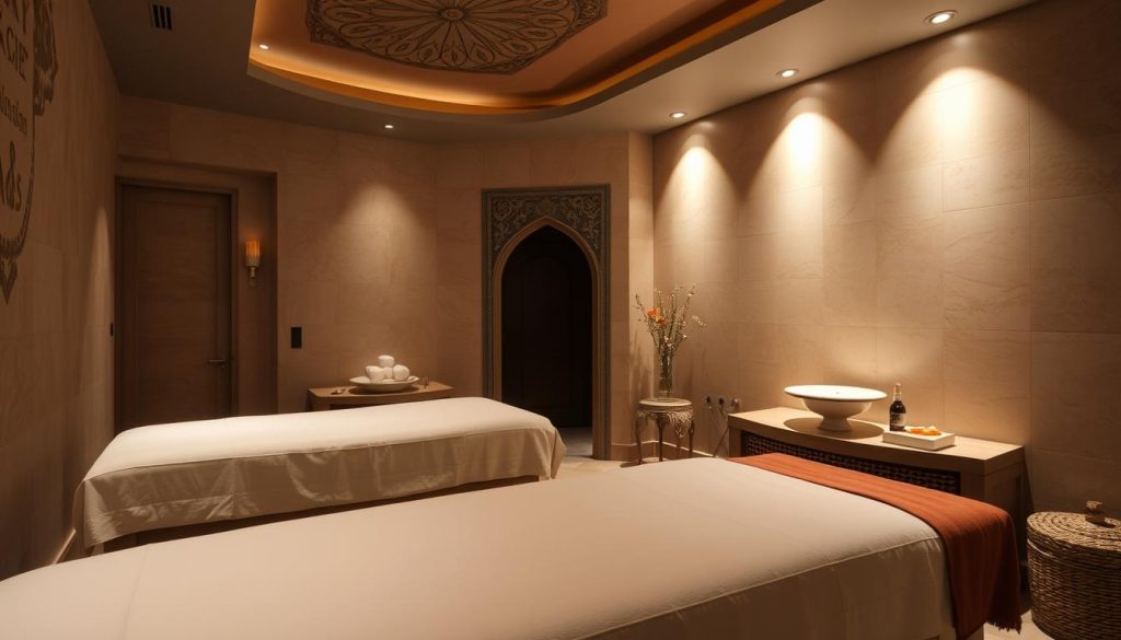 A serene and luxurious spa interior with plush massage tables, dim lighting, and calming, earth-toned decor. Soft, diffused lighting illuminates the space, creating a soothing and tranquil atmosphere. Elegant Turkish motifs and textures, such as intricate tile patterns and rich fabrics, adorn the walls and furnishings. The scene evokes a sense of relaxation and rejuvenation, inviting the viewer to imagine the experience of an exceptional massage in one of Istanbul's premier wellness destinations. A serene and luxurious spa interior with plush massage tables, dim lighting, and calming, earth-toned decor. Soft, diffused lighting illuminates the space, creating a soothing and tranquil atmosphere. Elegant Turkish motifs and textures, such as intricate tile patterns and rich fabrics, adorn the walls and furnishings. The scene evokes a sense of relaxation and rejuvenation, inviting the viewer to imagine the experience of an exceptional massage in one of Istanbul's premier wellness destinations.
