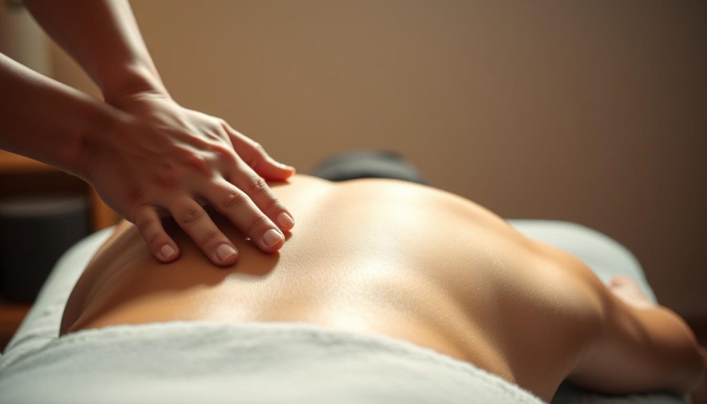 A serene and tranquil massage scene, with a soothing ambient lighting illuminating the subject's back. Soft, delicate strokes from skilled hands glide across the skin, promoting relaxation and circulation. The subtle interplay of shadows and highlights accentuates the contours of the muscles, conveying the therapeutic effects of the massage. A sense of calm and rejuvenation permeates the frame, reflecting the connection between massage and the strengthening of the immune system. The composition is balanced, with a minimalist, spa-like atmosphere that invites the viewer to experience the profound, holistic benefits of this ancient practice. A serene and tranquil massage scene, with a soothing ambient lighting illuminating the subject's back. Soft, delicate strokes from skilled hands glide across the skin, promoting relaxation and circulation. The subtle interplay of shadows and highlights accentuates the contours of the muscles, conveying the therapeutic effects of the massage. A sense of calm and rejuvenation permeates the frame, reflecting the connection between massage and the strengthening of the immune system. The composition is balanced, with a minimalist, spa-like atmosphere that invites the viewer to experience the profound, holistic benefits of this ancient practice.