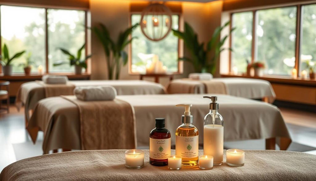 A serene and tranquil spa setting, with expertly crafted massage tables adorned with plush linens, surrounded by soothing greenery and natural light filtering through large windows. Soft, ambient lighting illuminates the space, creating a calming atmosphere. In the foreground, a selection of high-quality massage oils and candles, meticulously arranged to convey the professionalism and expertise of the masseuses. The overall scene evokes a sense of relaxation and rejuvenation, reflecting the art and care that skilled masseuses bring to their craft. A serene and tranquil spa setting, with expertly crafted massage tables adorned with plush linens, surrounded by soothing greenery and natural light filtering through large windows. Soft, ambient lighting illuminates the space, creating a calming atmosphere. In the foreground, a selection of high-quality massage oils and candles, meticulously arranged to convey the professionalism and expertise of the masseuses. The overall scene evokes a sense of relaxation and rejuvenation, reflecting the art and care that skilled masseuses bring to their craft.