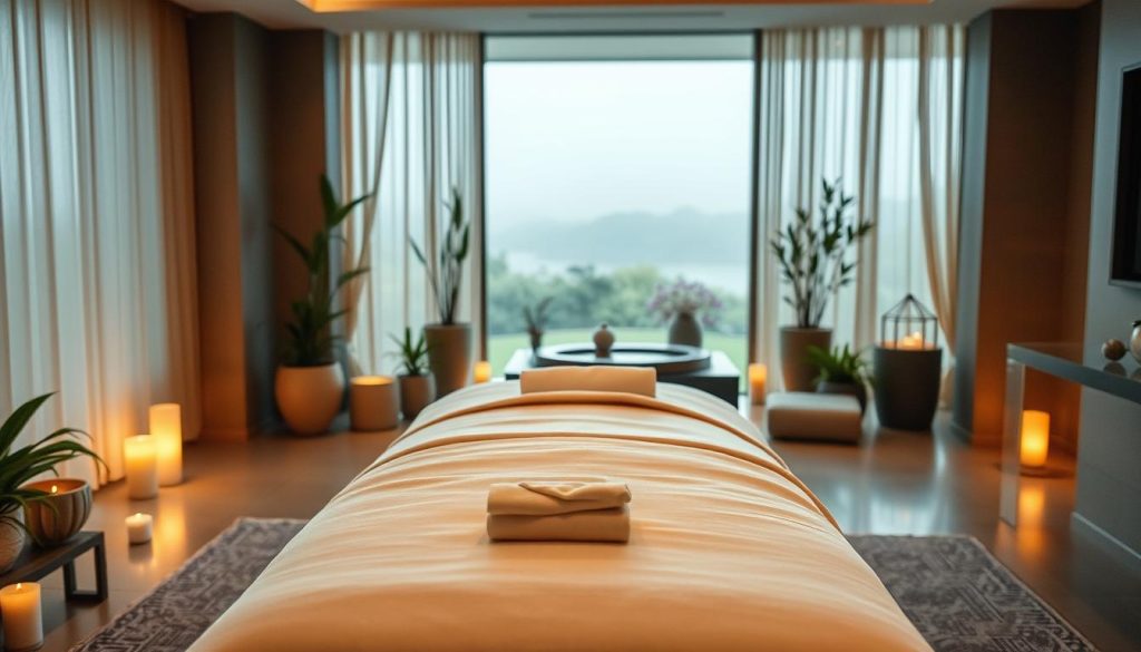 A serene and welcoming spa setting with a cozy, relaxing atmosphere. In the foreground, a beautifully designed massage table with plush linens and soft lighting, inviting the viewer to experience the soothing touch of a skilled female massage therapist. The middle ground features an elegant and tranquil interior with natural elements like potted plants, soothing water features, and warm, muted colors. The background depicts a tranquil outdoor scene, perhaps a lush garden or a scenic window view, creating a sense of harmony and balance. The overall composition evokes a high-end, luxurious spa experience that caters to the discerning clientele seeking the expertise of talented female massage practitioners. A serene and welcoming spa setting with a cozy, relaxing atmosphere. In the foreground, a beautifully designed massage table with plush linens and soft lighting, inviting the viewer to experience the soothing touch of a skilled female massage therapist. The middle ground features an elegant and tranquil interior with natural elements like potted plants, soothing water features, and warm, muted colors. The background depicts a tranquil outdoor scene, perhaps a lush garden or a scenic window view, creating a sense of harmony and balance. The overall composition evokes a high-end, luxurious spa experience that caters to the discerning clientele seeking the expertise of talented female massage practitioners.