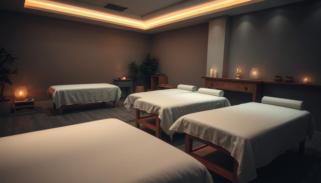 A serene, dimly lit massage studio nestled in Avrupa Yakası, with soothing ambient lighting casting a warm glow across the tranquil space. Plush massage tables draped in crisp, white linens are positioned throughout the room, inviting patrons to indulge in a variety of therapeutic massage techniques. Wooden accent pieces and natural foliage create a calming, spa-like atmosphere, while the muted color palette and soft textures evoke a sense of relaxation. The camera captures the scene from a low angle, showcasing the harmonious interplay of light, texture, and form that characterizes the massage experiences offered in this Avrupa Yakası establishment. A serene, dimly lit massage studio nestled in Avrupa Yakası, with soothing ambient lighting casting a warm glow across the tranquil space. Plush massage tables draped in crisp, white linens are positioned throughout the room, inviting patrons to indulge in a variety of therapeutic massage techniques. Wooden accent pieces and natural foliage create a calming, spa-like atmosphere, while the muted color palette and soft textures evoke a sense of relaxation. The camera captures the scene from a low angle, showcasing the harmonious interplay of light, texture, and form that characterizes the massage experiences offered in this Avrupa Yakası establishment.