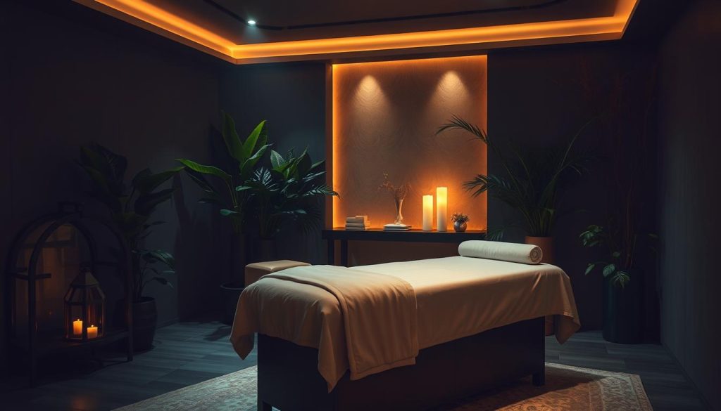 A serene, dimly-lit room with soft, warm lighting, featuring a luxurious massage table draped in plush fabrics. Lush, verdant plants adorn the space, creating a calming, spa-like atmosphere. The massage table is positioned prominently, inviting the viewer to imagine the soothing, rejuvenating experience of a professional, specialized massage in the heart of Istanbul. The scene evokes a sense of tranquility, indulgence, and personalized care, reflecting the boutique massage services described in the article. A serene, dimly-lit room with soft, warm lighting, featuring a luxurious massage table draped in plush fabrics. Lush, verdant plants adorn the space, creating a calming, spa-like atmosphere. The massage table is positioned prominently, inviting the viewer to imagine the soothing, rejuvenating experience of a professional, specialized massage in the heart of Istanbul. The scene evokes a sense of tranquility, indulgence, and personalized care, reflecting the boutique massage services described in the article.