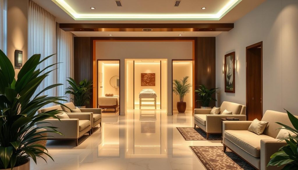 A serene, luxurious spa interior showcasing the finest massage therapy centers in Istanbul. Soft, warm lighting illuminates a spacious, elegant reception area with plush seating and lush greenery. In the background, glimpses of private treatment rooms offer a tranquil, calming ambiance. The scene exudes an atmosphere of relaxation and rejuvenation, inviting the viewer to experience the exceptional massage services that make these Istanbul establishments the most sought-after in the city. A serene, luxurious spa interior showcasing the finest massage therapy centers in Istanbul. Soft, warm lighting illuminates a spacious, elegant reception area with plush seating and lush greenery. In the background, glimpses of private treatment rooms offer a tranquil, calming ambiance. The scene exudes an atmosphere of relaxation and rejuvenation, inviting the viewer to experience the exceptional massage services that make these Istanbul establishments the most sought-after in the city.