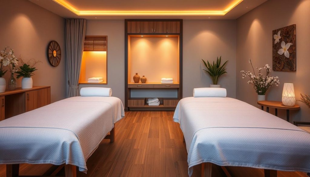 A serene massage studio nestled in Bakirkoy, with warm lighting, plush massage tables, and tranquil decor. Clients arrive at the reception, greeted by a calming ambiance. They are escorted to private treatment rooms, where skilled therapists use soothing techniques to relieve tension and promote well-being. Soft textures, natural materials, and a harmonious color palette create a restorative atmosphere. Clients emerge rejuvenated, ready to continue their day refreshed and reinvigorated. A serene massage studio nestled in Bakirkoy, with warm lighting, plush massage tables, and tranquil decor. Clients arrive at the reception, greeted by a calming ambiance. They are escorted to private treatment rooms, where skilled therapists use soothing techniques to relieve tension and promote well-being. Soft textures, natural materials, and a harmonious color palette create a restorative atmosphere. Clients emerge rejuvenated, ready to continue their day refreshed and reinvigorated.