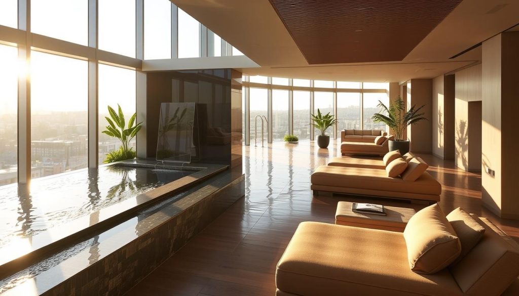 A serene oasis atop the bustling city, The Spa at Address Istanbul exudes an atmosphere of tranquility. Sunlight filters through floor-to-ceiling windows, casting a warm glow upon the modern, minimalist decor. Plush, earth-toned furnishings invite guests to sink into a state of relaxation, while sleek lines and clean surfaces evoke a sense of sophisticated elegance. Soothing water features and lush greenery create a natural, spa-like ambiance, transporting visitors to a haven of wellness and rejuvenation high above the dynamic streets of Istanbul. A serene oasis atop the bustling city, The Spa at Address Istanbul exudes an atmosphere of tranquility. Sunlight filters through floor-to-ceiling windows, casting a warm glow upon the modern, minimalist decor. Plush, earth-toned furnishings invite guests to sink into a state of relaxation, while sleek lines and clean surfaces evoke a sense of sophisticated elegance. Soothing water features and lush greenery create a natural, spa-like ambiance, transporting visitors to a haven of wellness and rejuvenation high above the dynamic streets of Istanbul.