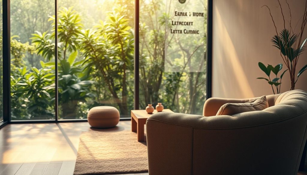A serene, spa-like setting with a cozy, intimate atmosphere. The foreground features a plush, oversized armchair in a neutral, earthy tone, inviting the viewer to sink into its comfortable embrace. Soft, diffused lighting filters in through large windows, casting a warm, golden glow across the scene. In the middle ground, a low, wooden coffee table stands, adorned with a few carefully placed, minimal decor items, suggesting a tranquil, meditative space. The background is filled with lush, verdant foliage, hinting at a secluded, nature-inspired retreat, providing a sense of seclusion and escape from the bustling city. The overall mood is one of relaxation, rejuvenation, and a chance to reconnect with oneself, perfectly encapsulating the "Seans süresi ve sıklığı: 30-120 dakika aralığında esnek plan" section of the article. A serene, spa-like setting with a cozy, intimate atmosphere. The foreground features a plush, oversized armchair in a neutral, earthy tone, inviting the viewer to sink into its comfortable embrace. Soft, diffused lighting filters in through large windows, casting a warm, golden glow across the scene. In the middle ground, a low, wooden coffee table stands, adorned with a few carefully placed, minimal decor items, suggesting a tranquil, meditative space. The background is filled with lush, verdant foliage, hinting at a secluded, nature-inspired retreat, providing a sense of seclusion and escape from the bustling city. The overall mood is one of relaxation, rejuvenation, and a chance to reconnect with oneself, perfectly encapsulating the "Seans süresi ve sıklığı: 30-120 dakika aralığında esnek plan" section of the article.