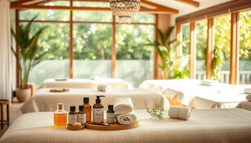 A serene, tranquil massage studio in the heart of Avrupa Yakası, sunlit and cozy, with an array of soft, plush massage tables. In the foreground, a selection of aromatic essential oils, towels, and massage tools neatly arranged. In the middle ground, a holistic display of various massage techniques, from long, soothing strokes to deep tissue kneading. The background features lush, calming greenery and soothing ambient lighting, creating a harmonious, restorative atmosphere. The overall composition conveys a sense of relaxation, rejuvenation, and the expertise of the local massage practitioners. A serene, tranquil massage studio in the heart of Avrupa Yakası, sunlit and cozy, with an array of soft, plush massage tables. In the foreground, a selection of aromatic essential oils, towels, and massage tools neatly arranged. In the middle ground, a holistic display of various massage techniques, from long, soothing strokes to deep tissue kneading. The background features lush, calming greenery and soothing ambient lighting, creating a harmonious, restorative atmosphere. The overall composition conveys a sense of relaxation, rejuvenation, and the expertise of the local massage practitioners.