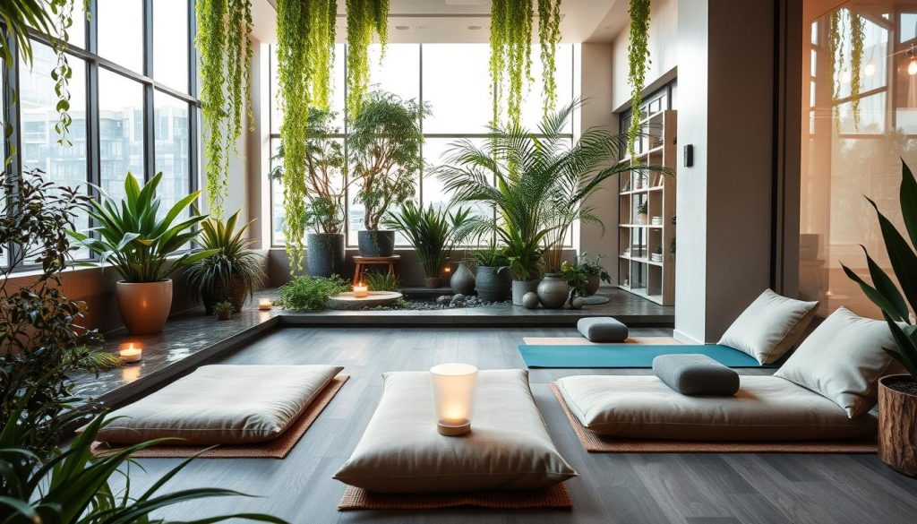 A serene urban oasis, a vibrant wellness retreat amidst the bustling streets of Istanbul. Cascading greenery and soothing water features create a tranquil sanctuary, inviting weary professionals to find respite and rejuvenation. Soft, diffused lighting filters through large windows, casting a warm, therapeutic glow. Plush, earthy-toned furnishings and natural materials evoke a sense of grounding and balance. Yoga mats and meditation cushions beckon to the mind and body, while calming aromatherapy diffusers release subtle scents to calm the senses. This serene, spa-like setting offers a haven from the stresses of corporate life, empowering individuals to cultivate inner peace and rediscover their well-being. A serene urban oasis, a vibrant wellness retreat amidst the bustling streets of Istanbul. Cascading greenery and soothing water features create a tranquil sanctuary, inviting weary professionals to find respite and rejuvenation. Soft, diffused lighting filters through large windows, casting a warm, therapeutic glow. Plush, earthy-toned furnishings and natural materials evoke a sense of grounding and balance. Yoga mats and meditation cushions beckon to the mind and body, while calming aromatherapy diffusers release subtle scents to calm the senses. This serene, spa-like setting offers a haven from the stresses of corporate life, empowering individuals to cultivate inner peace and rediscover their well-being.