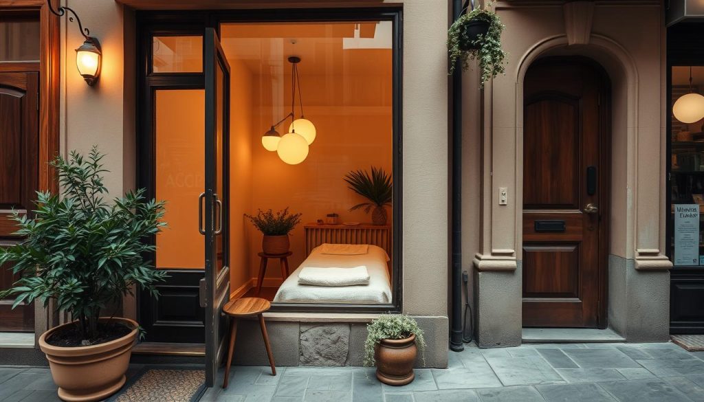 A tranquil scene in the vibrant Beyoğlu district of Istanbul, where a cozy boutique massage studio sits nestled among the lively streets. The entrance is adorned with warm, earthy tones, inviting passersby to step inside and discover a haven of relaxation. Through the window, one can glimpse the serene, minimalist interior, where soft lighting and natural textures create a soothing ambiance. A sense of urban escape permeates the space, transporting the visitor to a place of respite amidst the bustling city. The image captures the essence of this hidden gem, a testament to the city's thriving community of boutique massage practitioners who offer a unique and personalized wellness experience. A tranquil scene in the vibrant Beyoğlu district of Istanbul, where a cozy boutique massage studio sits nestled among the lively streets. The entrance is adorned with warm, earthy tones, inviting passersby to step inside and discover a haven of relaxation. Through the window, one can glimpse the serene, minimalist interior, where soft lighting and natural textures create a soothing ambiance. A sense of urban escape permeates the space, transporting the visitor to a place of respite amidst the bustling city. The image captures the essence of this hidden gem, a testament to the city's thriving community of boutique massage practitioners who offer a unique and personalized wellness experience.