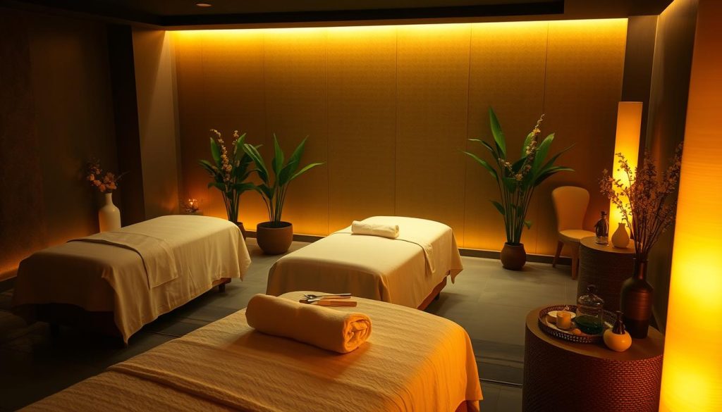 A tranquil spa setting with an array of massage techniques on display. A serene, dimly lit room with plush, inviting massage tables positioned throughout. Soft, warm lighting casts a soothing glow, creating a calming, meditative atmosphere. Lush greenery and delicate floral accents adorn the space, complementing the natural, therapeutic ambiance. Massage tools and oils are neatly arranged, hinting at the restorative treatments available. The camera captures the scene from a slight overhead angle, conveying a sense of relaxation and well-being. This image aims to visually encapsulate the luxurious yet affordable massage offerings found in Istanbul's diverse spa landscape. A tranquil spa setting with an array of massage techniques on display. A serene, dimly lit room with plush, inviting massage tables positioned throughout. Soft, warm lighting casts a soothing glow, creating a calming, meditative atmosphere. Lush greenery and delicate floral accents adorn the space, complementing the natural, therapeutic ambiance. Massage tools and oils are neatly arranged, hinting at the restorative treatments available. The camera captures the scene from a slight overhead angle, conveying a sense of relaxation and well-being. This image aims to visually encapsulate the luxurious yet affordable massage offerings found in Istanbul's diverse spa landscape.